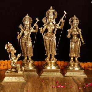 Pure Brass Large Ram Darbar Set | Lord Ram 27" with Divine Family | Superfine Temple Grade Collection | 46.17 kg Premium Sacred Art | Traditional Murti